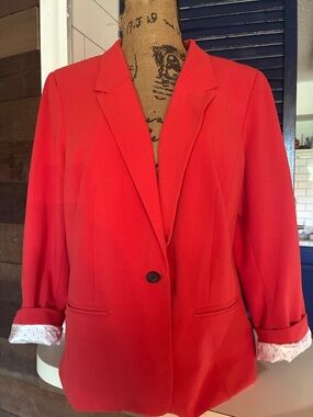 Kensie Bright Red Single-Button Blazer